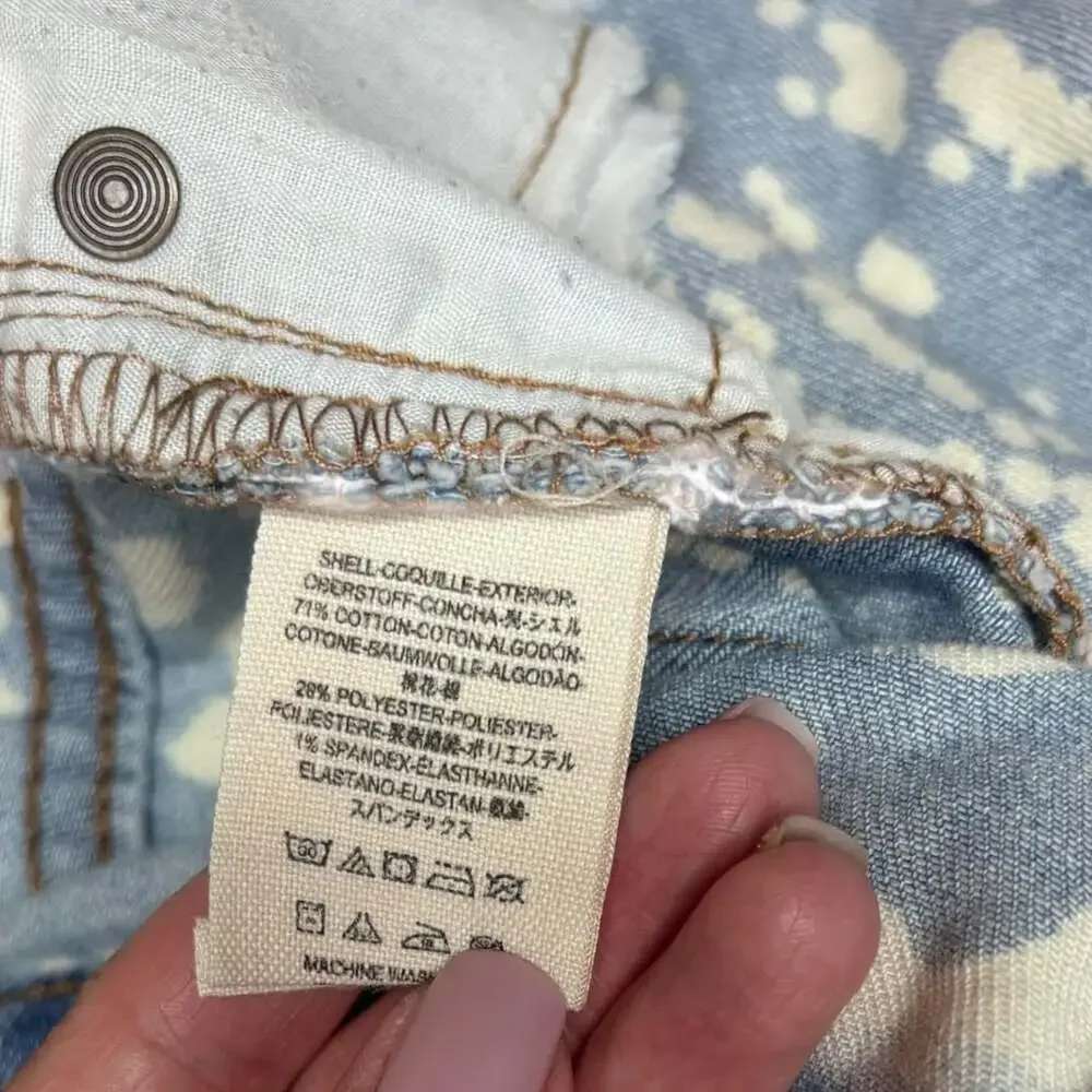 Free People Bali Discharge Pattern Flare Jeans Size 30 - Picture 6 of 7